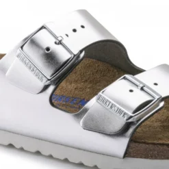 Birkenstock Women's Arizona Softbed Leather In Metallic Silver (Narrow Width) -Getoutside Shoes 1 0 1005961 detail 1 1100x