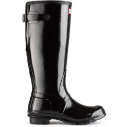 Hunter Women's Original Back Adjustable Gloss Rain Boots In Black