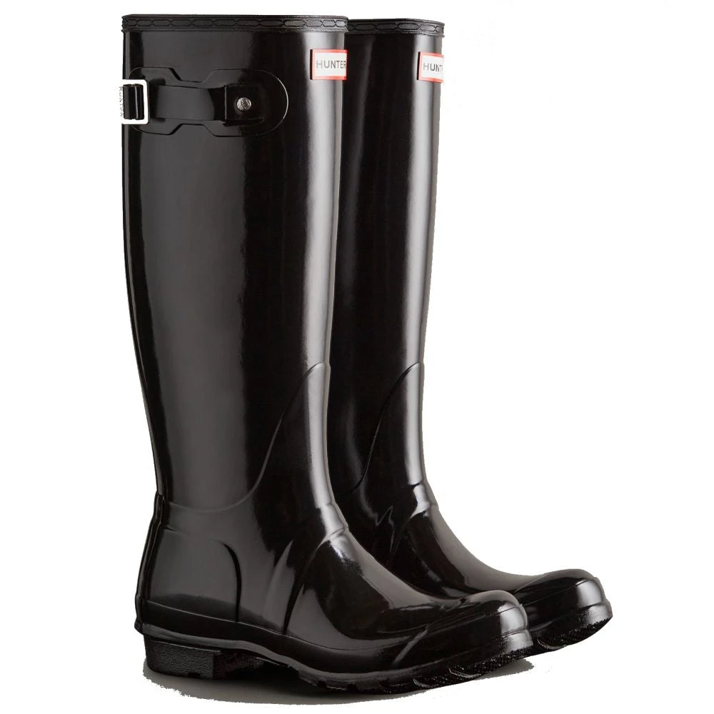Hunter Women's Original Tall Gloss Rain Boots In Black 2 Hunter Women's Original Tall Gloss Rain Boots In Black - Image 2