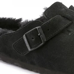 Birkenstock Boston Shearling Suede Leather In Black -Getoutside Shoes 2 5 259883 detail 1 1100x