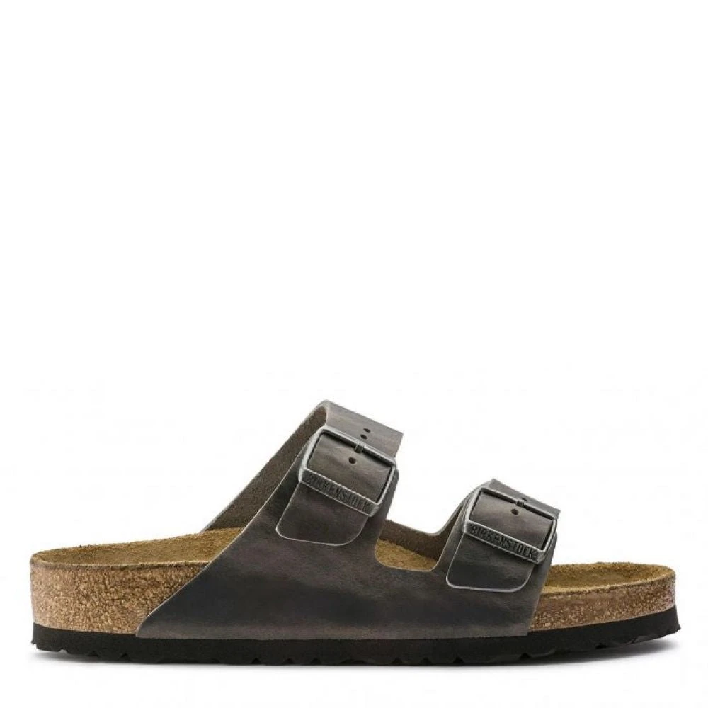 Birkenstock Arizona Softbed Oiled Leather In Iron 1 Birkenstock Arizona Softbed Oiled Leather In Iron