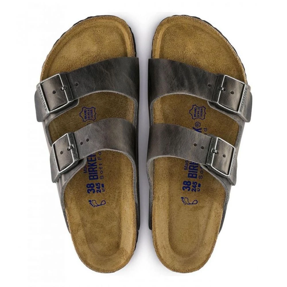 Birkenstock Arizona Softbed Oiled Leather In Iron 4 Birkenstock Arizona Softbed Oiled Leather In Iron - Image 4