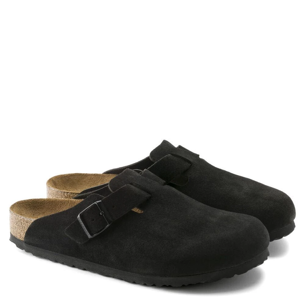 Birkenstock Boston Softbed Suede Leather In Black 2 Birkenstock Boston Softbed Suede Leather In Black - Image 2