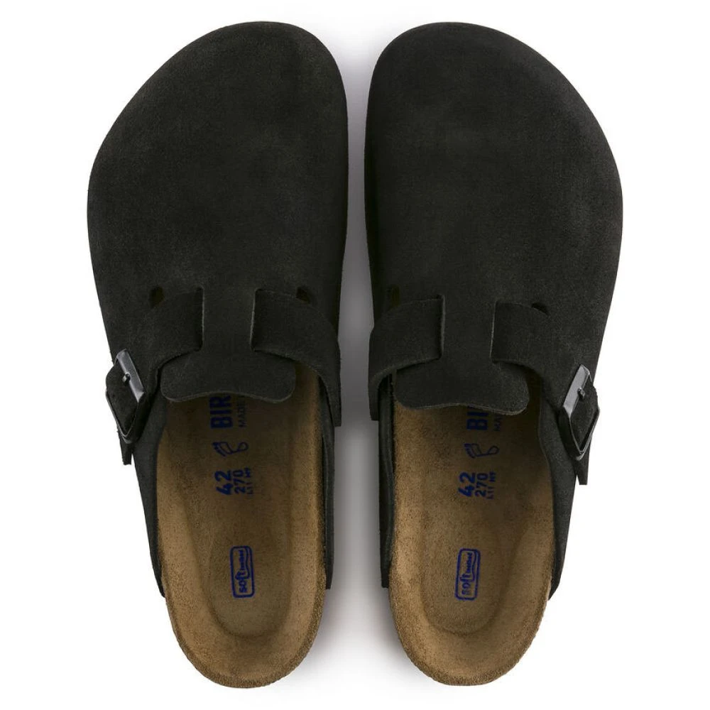 Birkenstock Boston Softbed Suede Leather In Black 3 Birkenstock Boston Softbed Suede Leather In Black - Image 3