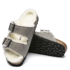 Birkenstock Women's Arizona Shearling In Stone Coin 6 Birkenstock Women's Arizona Shearling In Stone Coin -Getoutside Shoes BI 1017402 521W 3 1100x