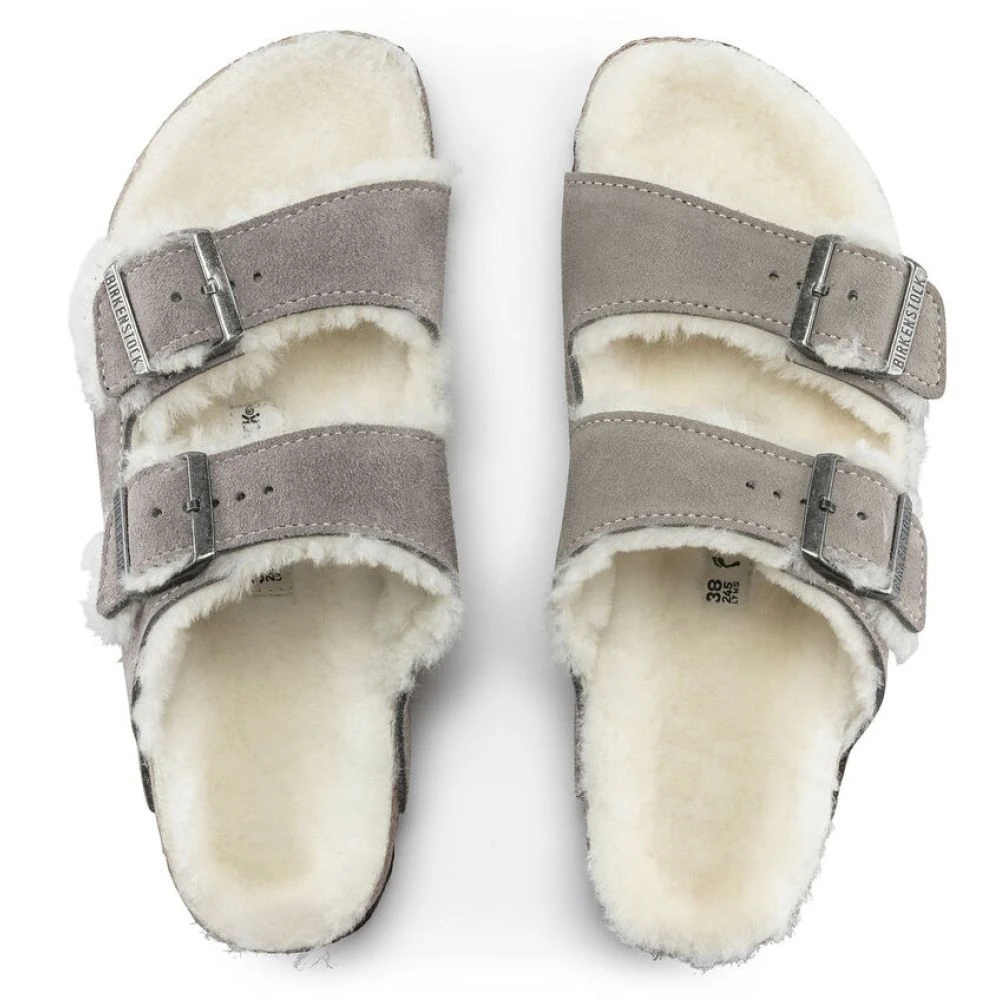 Birkenstock Women's Arizona Shearling In Stone Coin 4 Birkenstock Women's Arizona Shearling In Stone Coin - Image 4