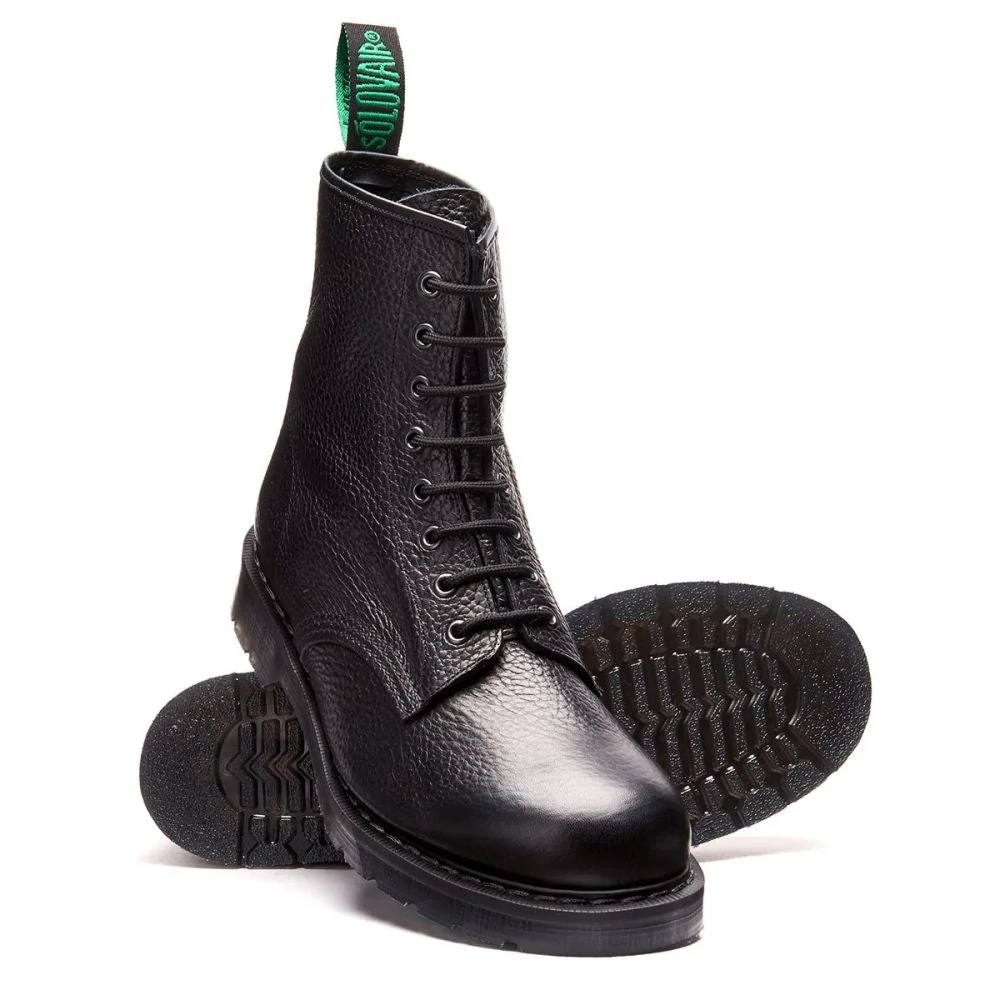 Solovair 8 Eye Derby Boot In Black Grain 2 Solovair 8 Eye Derby Boot In Black Grain - Image 2