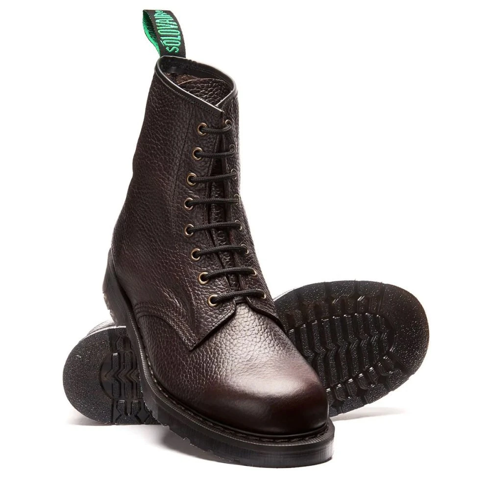 Solovair 8 Eye Derby Boot In Dark Brown Grain 2 Solovair 8 Eye Derby Boot In Dark Brown Grain - Image 2