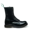 Solovair 11 Eye Zip Derby Boot In Black Hi-Shine