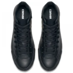 Converse Chuck Taylor All Star Mono Leather High Top In Black Monochrome -Getoutside Shoes c o converse chuck taylor all star monochrome leather high top black 135251 4 1100x