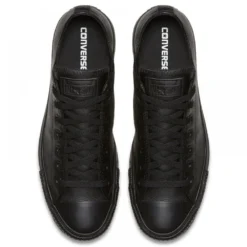 Converse Chuck Taylor All Star Mono Leather Low Top In Black Monochrome -Getoutside Shoes c o converse chuck taylor all star monochrome leather low top black 135253 4 1100x