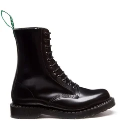 Solovair 11 Eye Derby Boot In Black Hi-Shine