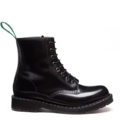 Solovair 8 Eye Derby Boot In Black Hi-Shine